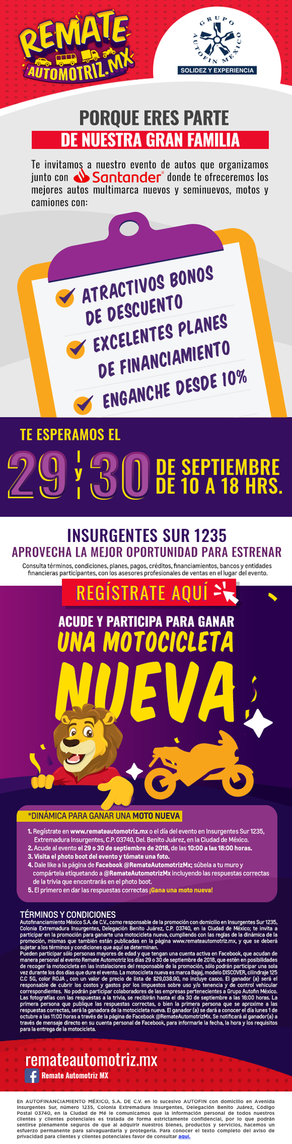 Remate Automotriz, el evento donde puedes adquirir autos nuevos, seminuevos, motos y camiones con excelentes bonos y planes de financiamiento.